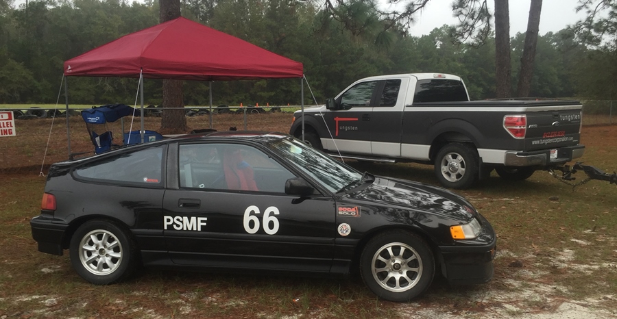 Our Honda CRX and my new company truck at Roebling Road Raceway, Savannah, GA